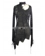 Devil Fashion Black Gothic Lace Floral Sexy Asymmetric Shirt for Women