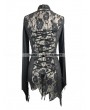 Devil Fashion Black Gothic Lace Floral Sexy Asymmetric Shirt for Women