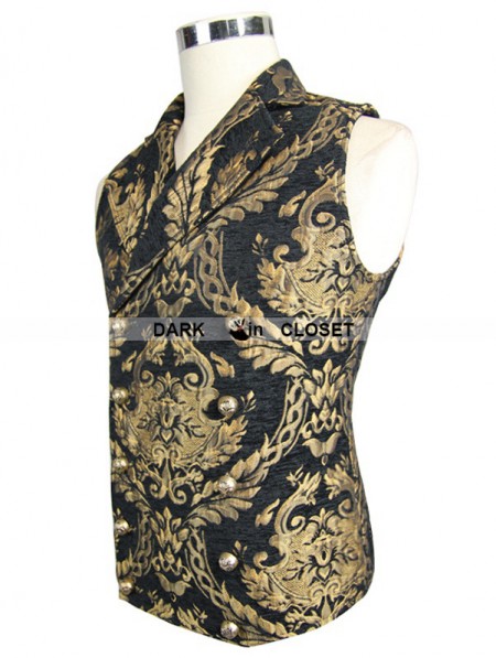 Devil Fashion Gold Gothic Vintage Double-breasted Waistcoat for Men ...