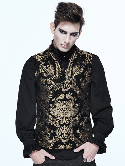 Devil Fashion Gold Gothic Vintage Double-breasted Waistcoat for Men 