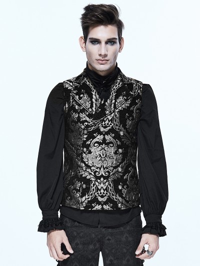 Devil Fashion Silver Gothic Vintage Double-breasted Waistcoat for Men 