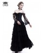 Rose Blooming Black Lace Romantic Vintage Gothic Corset Long Prom Party Dress