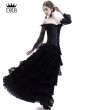 Rose Blooming Black Lace Romantic Vintage Gothic Corset Long Prom Party Dress