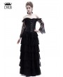 Rose Blooming Black Lace Romantic Vintage Gothic Corset Long Prom Party Dress