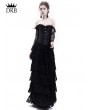 Rose Blooming Black Lace Romantic Vintage Gothic Corset Long Prom Party Dress