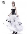 Rose Blooming White and Black Romantic Gothic Punk Long Prom Party Dress