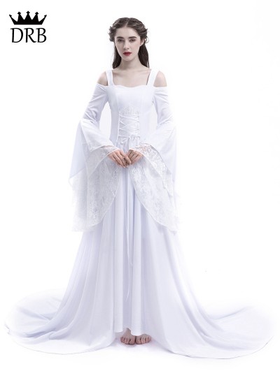 Rose Blooming White Renaissance Fairy Tale Medieval Wedding Dress