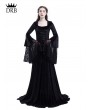 Rose Blooming Black Gothic Medieval Vampire Hooded Dress Costume