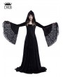 Rose Blooming Black Gothic Medieval Vampire Hooded Dress Costume