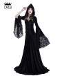 Rose Blooming Black Gothic Medieval Vampire Hooded Dress Costume