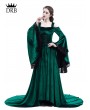 Rose Blooming Green Off-the-Shoulder Renaissance Fairy Tale Medieval Dress