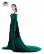 Rose Blooming Green Off-the-Shoulder Renaissance Fairy Tale Medieval Dress