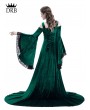 Rose Blooming Green Off-the-Shoulder Renaissance Fairy Tale Medieval Dress