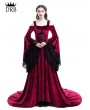 Rose Blooming Red Off-the-Shoulder Renaissance Fairy Tale Medieval Dress