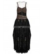 Punk Rave Black and Coffee Lace High-Low Steampunk Dress