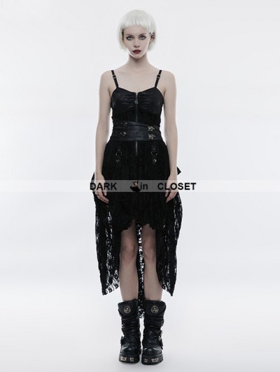 Punk Rave Black Lace High-Low Steampunk Dress