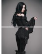 Eva Lady Black Vintage Pattern Romantic Gothic Flower Shirt for Women
