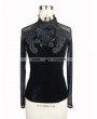 Eva Lady Black Gothic Vintage Velvet Rose Shirt for Women