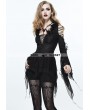 Eva Lady Black Gothic Sexy Deep V-Neck Lace Flower Shirt for Women