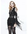 Eva Lady Black Gothic Sexy Deep V-Neck Lace Flower Shirt for Women