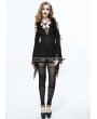 Eva Lady Black Gothic Sexy Deep V-Neck Lace Flower Shirt for Women