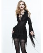 Eva Lady Black Gothic Sexy Deep V-Neck Lace Flower Shirt for Women