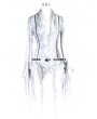 Eva Lady White Gothic Sexy Deep V-Neck Lace Blouse for Women
