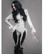 Eva Lady White Gothic Sexy Deep V-Neck Lace Blouse for Women