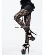 Eva Lady Black Gothic Rose Pattern Lace Legging for Women