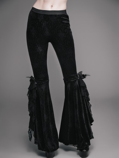 Black Velvet Flared Trousers