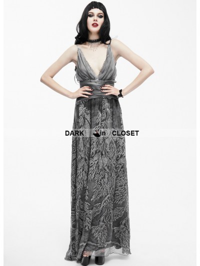 Eva Lady Sexy Deep V-Neck Gothic Goddess Evening Dress - DarkinCloset.com