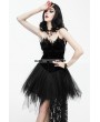 Eva Lady Black Gothic Feather Lace Short Dress
