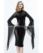 Eva Lady Black Gothic Long Trumpet Sleeves Sexy Velvet Dress