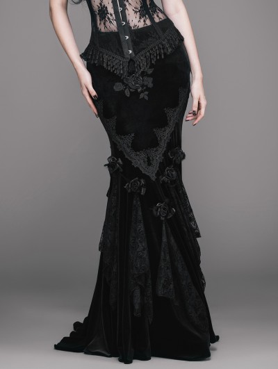 Eva Lady Romantic Gothic Flower Fishtail Skirt