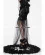 Eva Lady Fashion Black Gothic Feather Fishtail Skirt