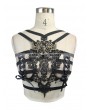 Eva Lady Black Gothic Lace Harness Bra with Deer Ornaments