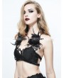 Eva Lady Black Gothic Flower Feather Harness Bra