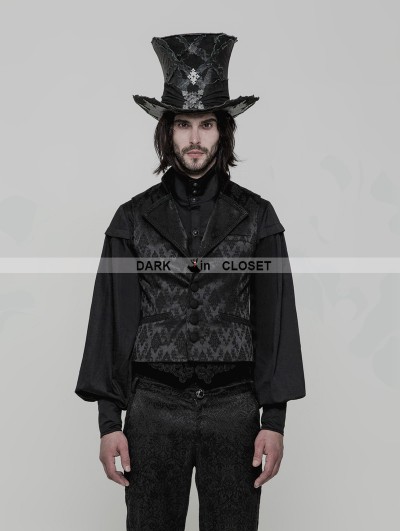 Punk Rave Black Gothic Gorgeous Jacquard Vest for Men