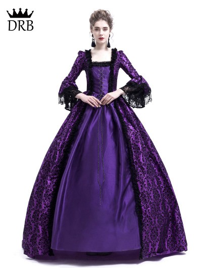 Rose Blooming Purple Masked Ball Gothic Victorian Costume Dress