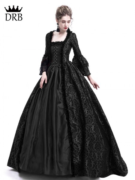 Rose Blooming Black Masked Ball Gothic Victorian Costume Dress ...