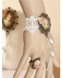 Handmade White Lace Victorian Lolita Bracelet Ring Jewelry