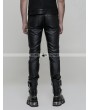 Punk Rave Black Gothic Punk Heavy Metal PU Trousers for Men