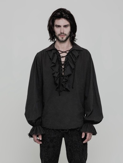 Punk Rave Black Steampunk Long Sleeve Shirt for Men