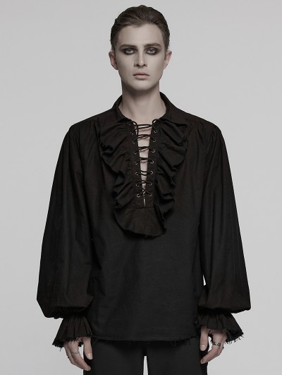 Punk Rave Black Steampunk Long Sleeve Shirt for Men