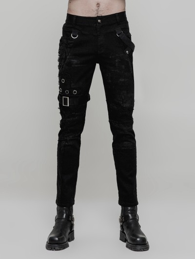 Punk Rave Black Gothic Punk Personality Vintage Trousers for Men ...