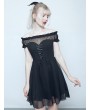 Punk Rave Black Gothic Off-the-Shoulder Sweet Short Dress