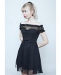 Punk Rave Black Gothic Off-the-Shoulder Sweet Short Dress