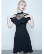 Punk Rave Black Summer Gothic Short Lotus Leaf Dress