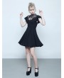 Punk Rave Black Summer Gothic Short Lotus Leaf Dress