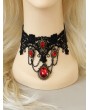 Handmade Black Lace Red Pendant Gothic Vampire Necklace